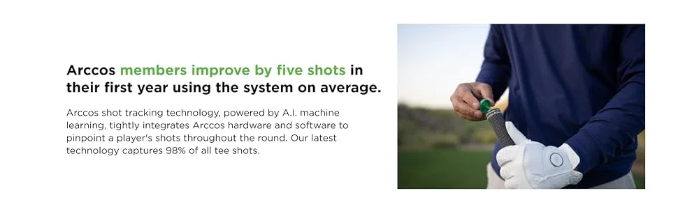 Golf's Best On Course Tracking System Featuring The First-Ever A.I. Powered GPS Rangefinder Gen 3+ Smart Sensors - Arccos Members Improve by 5 shots in their first year!