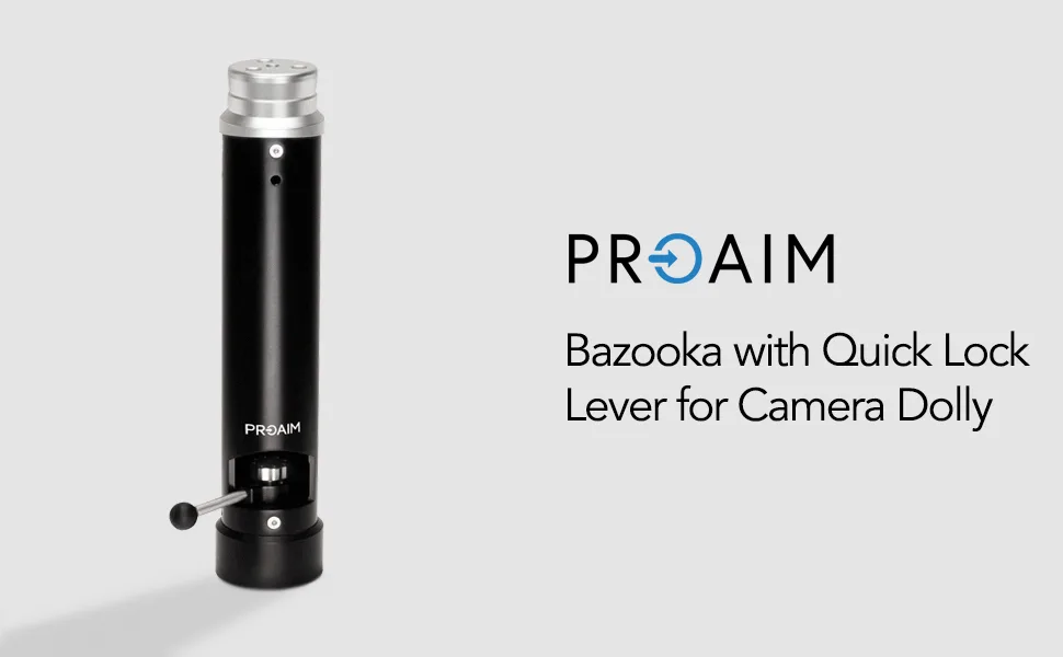 PROAIM 16 Bazooka with Quick Lock Lever for Camera Dolly, Jib Crane & Height Risers. Quick & Easy to Setup, Stable & Robust with 200kg/440lb Payload. Euro/Elemac Mounting at Top/Bottom (BZ-285-02) - PROAIM Bazooka with Quick Lock Lever for Camera Dolly