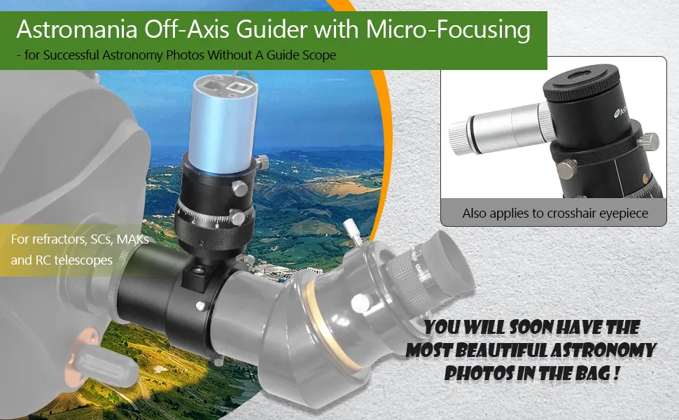 Astromania Off-Axis Guider with Micro-Focusing - for Successful Astronomy Photos Without A Guide Scope - guider1