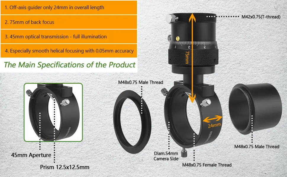 Astromania Off-Axis Guider with Micro-Focusing - for Successful Astronomy Photos Without A Guide Scope - guider2