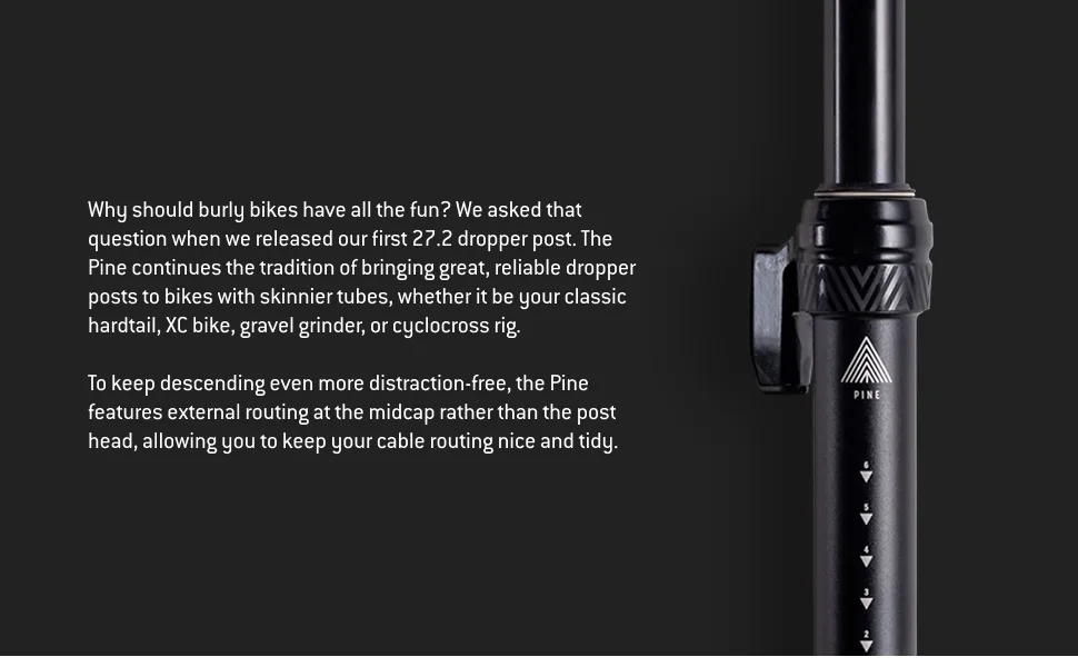 PNW Components Pine 27.2mm Dropper Post, External Routing 90mm/CX Lever Kit (Road Bars) - PNW Components Pine Dropper Post