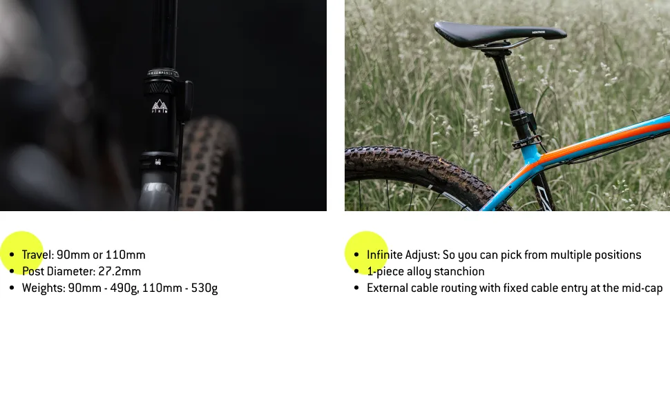 PNW Components Pine 27.2mm Dropper Post, External Routing 90mm/CX Lever Kit (Road Bars) - PNW Components Pine Dropper Post