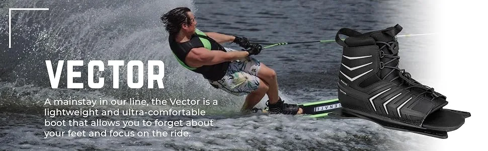 Radar Vector Waterski Boot, Front Feather Frame, X-Large - Radar Waterskis Vector Waterski Boot