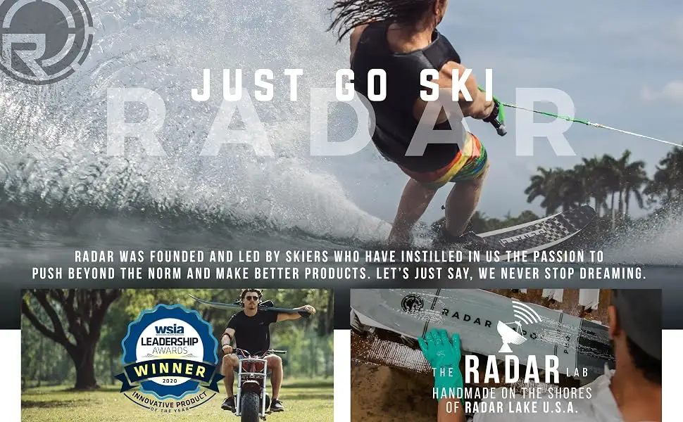 Radar Vector Boa Waterski Boot, Rear Feather Frame X-Large - Radar Waterskis Just Go ski, WSIA winner Innovative product of the year, Handmade at the Radar Lab