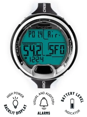 Cressi Leonardo Underwater Single Button Diving Computer, Created in Italy, Quality Since 1946 Black/grey - SCUBA DIVE COMPUTER, CRESSI COMPUTER
