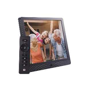 Pix-Star 15 inch WiFi Digital Picture Frame, Share Videos and Photos Instantly by Email or App, Motion Sensor, IPS Display, Effortless One Minute Setup, Highly Giftable - Frame with remote