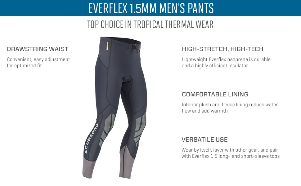 Scubapro Men's Everflex 1.5mm Pants Black X-Large - Everflex 1.5 Pants, Men