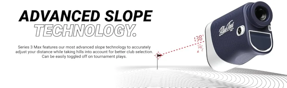 Blue Tees Golf - Series 3 Max with Laser Rangefinder with Slope Switch - 900 Yards Range, Slope Measurement, Magnetic Strip, Ambient Display, Flag Lock with Pulse Vibration, 7X Magnification Black - Series 3 Max Blue Tees Golf Slope
