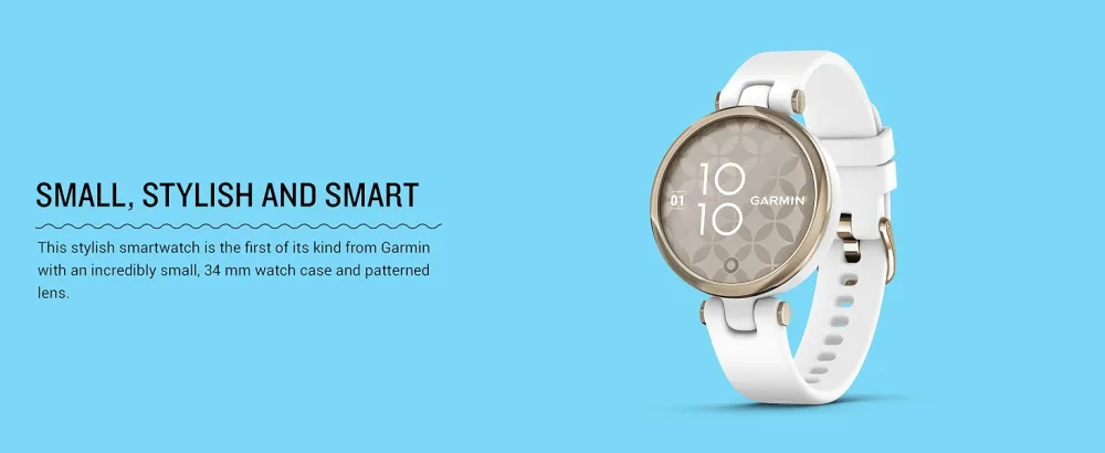 Garmin Lily, Small Smartwatch with Touchscreen and Patterned Lens, Light Gold with White Leather Band Classic Light Gold with White Leather Band - Garmin Lily
