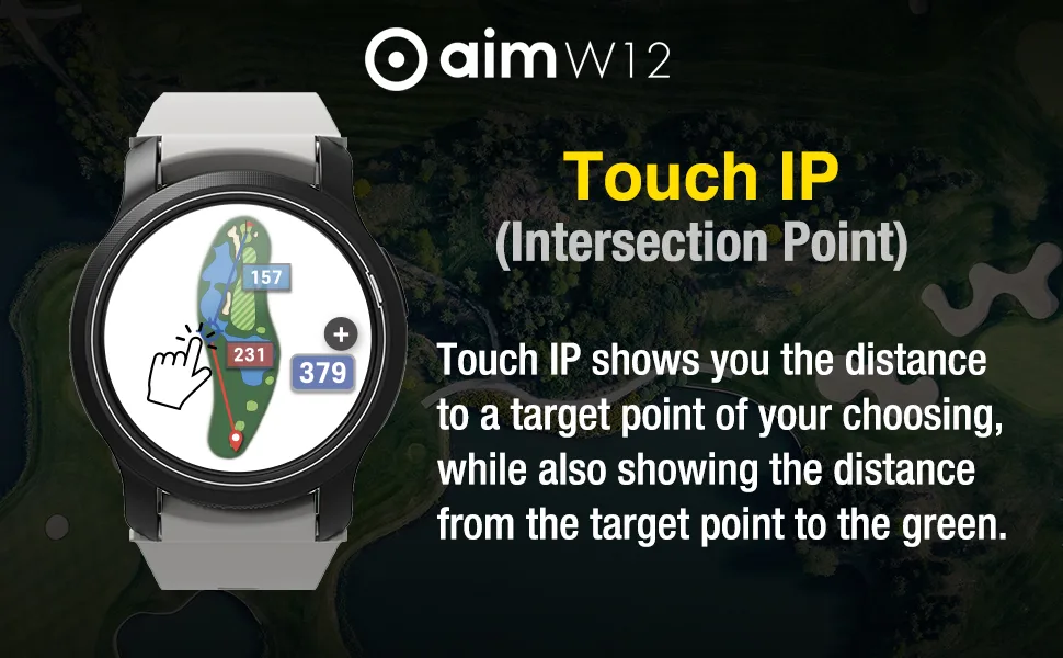 Golf Buddy Aim W12 Golf GPS Watch, Premium Full Color Touchscreen, Preloaded with 40,000 Worldwide Courses, Easy-to-use Golf Watches - Touch Intersection Point feature explained