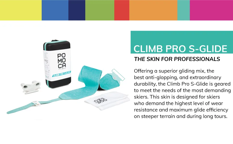 POMOCA Climb Pro S-Glide Ready 2 Climb Climbing Skin for Backcountry Touring and Ski Mountaineering Large 140mm - Pomoca Climb 2.0