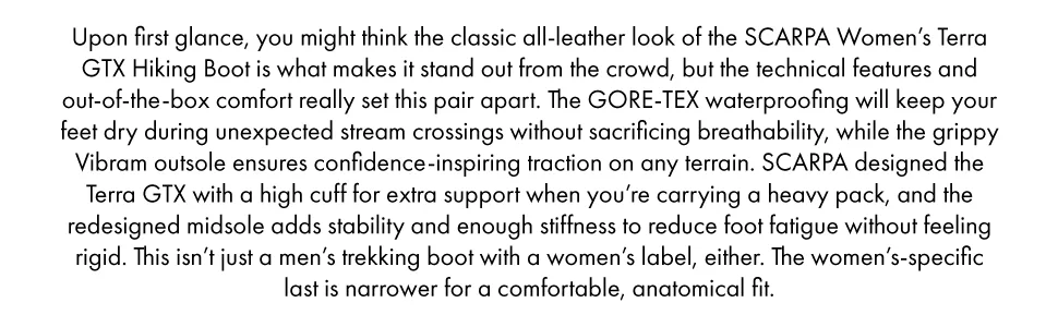 SCARPA Women's Terra GTX Waterproof Gore-Tex Boots for Hiking and Backpacking 8 Women/7 Men Brown - copy