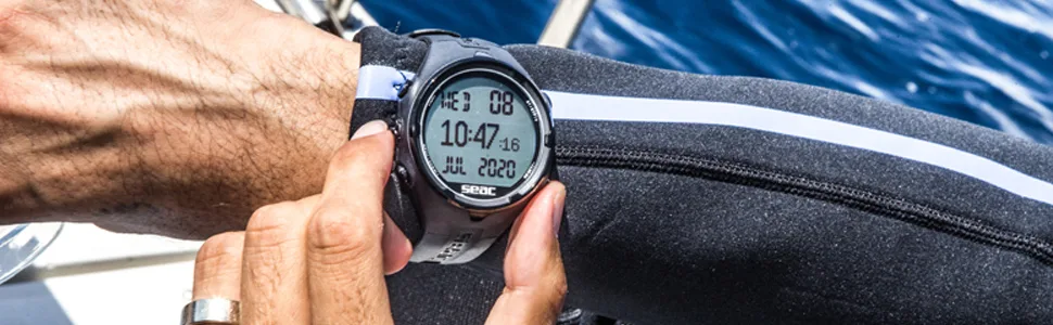 SEAC Action HR, High Resistance Dive Computer with Scuba and Freediving Mode, Dive Logbook, Dive Planner, Safety Alarms, HR Black/Red - Seacsub, Seac, Seac sub, Seac Action, Computer, Dive computer, Freediving computer, Scuba diving