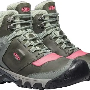 KEEN Men's Ridge Flex Mid Height Waterproof Hiking Boots 8.5 Wide Dark Olive/Ketchup - women