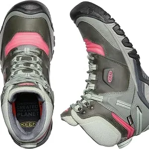 KEEN Men's Ridge Flex Mid Height Waterproof Hiking Boots 8.5 Wide Dark Olive/Ketchup - women