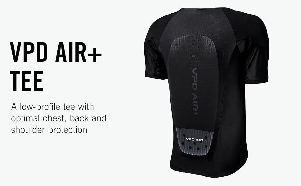 POC, VPD Air+ Tee with Back Protector, Mountain Biking Armor for Men and Women Uranium Black Small - VPD Air+ Tee; A low-profile tee with optimal chest, back and shoulder protection