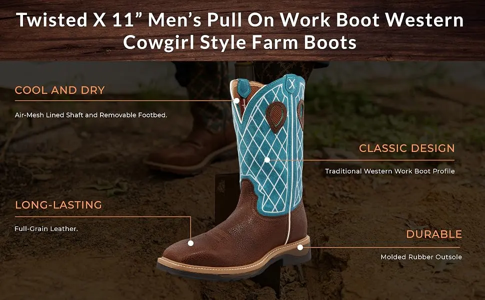 Twisted X Men's, Tan/Tan, Nano Toe, EH, 12 Inch, Pull On Boot 10.5 Distressed Saddle & Ruby-nano Toe - pull composite carson king construction insulated skechers black womens artist western