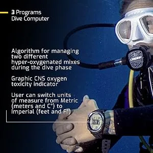 Cressi Scuba Diving Computer - 3 Dive Programs: AirNitroxGauge - Dual-mixture Gasses - Backlit Light, Logbook, Ascent Alarms | Giotto: made in Italy Black/Gray - SCUBA DIVE CONSOLE, DIVING CONSOLE, CRESSI CONSOLE, DIVE COMPUTER SCUBA DIVE COMPUTER