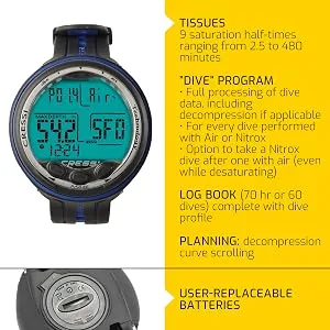 Cressi Scuba Diving Computer - 3 Dive Programs: AirNitroxGauge - Dual-mixture Gasses - Backlit Light, Logbook, Ascent Alarms | Giotto: made in Italy Black/Gray - SCUBA DIVE CONSOLE, DIVING CONSOLE, CRESSI CONSOLE, DIVE COMPUTER SCUBA DIVE COMPUTER