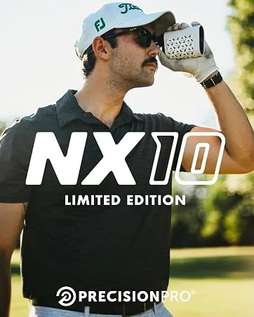 NX10 Golf Rangefinder with Slope by Precision Pro - Customizable Golf Range Finder with Replaceable Skin Designs, Flag Lock, Pulse Vibration, Magnetic Cart Grip Slope CL-White-Black - nx10 limited eiditons