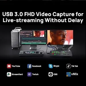 Cinetreak Mixer Mini Multi-Format Video Mixer Switcher 4 HDMI Inputs with USB 3.0 Video Capture PIP Chroma key Live Streaming Video Switcher - USB 3.0 video capture