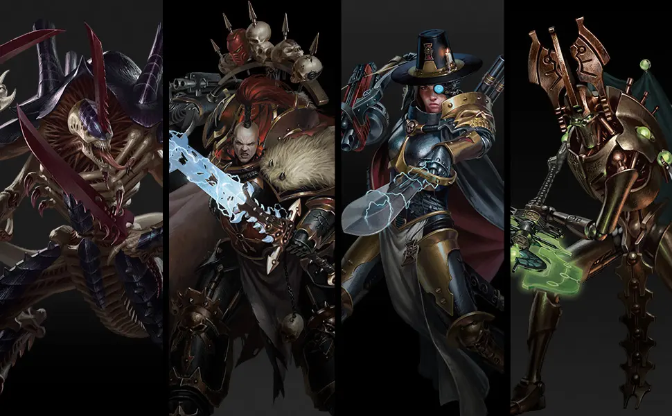 Magic: The Gathering Universes Beyond Warhammer 40,000 Commander Deck Bundle  Includes 1 The Ruinous Powers, 1 Necron Dynasties, 1 Forces of the Imperium, and 1 Tyranid Swarm - 40k A+ 1
