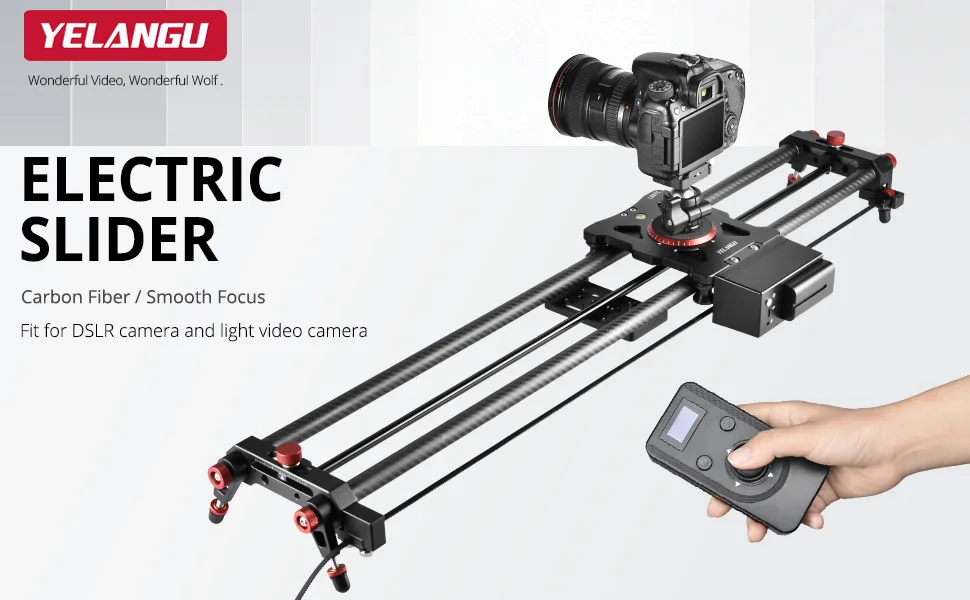 YELANGU Motorized Camera Slider, 31"/80cm Wireless Control Carbon Fiber Dolly Rail Camera Slider Supports Video Mode, Time-Lapse Photography, Horizontal Tracking and 120 Panoramic Shooting 80 CM - Motorized Camera Slider