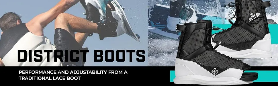 Ronix District Stage 2 Wakeboard Boots 7.5-11.5 White/Black - Ronix Wakeboards District Boots