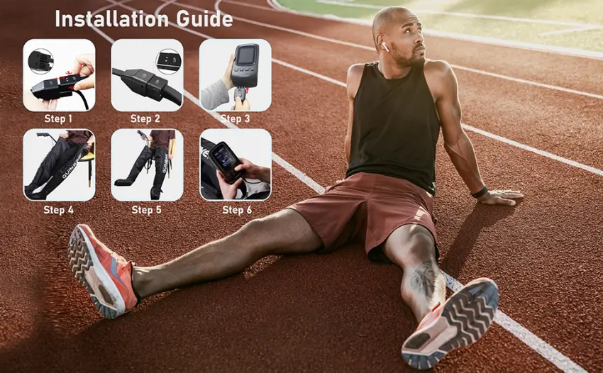 QUINEAR Air Compression Leg Recovery System, Professional Sequential Compression Device for Compression Massage Therapy, Foot and Leg Recovery Boots Improved Circulation for Athlete (Medium) - Quick to Start