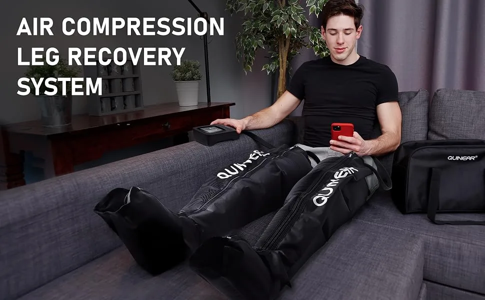 QUINEAR Air Compression Leg Recovery System, Professional Sequential Compression Device for Compression Massage Therapy, Foot and Leg Recovery Boots Improved Circulation for Athlete (Medium) - QUINEAR Air Compression Leg Recovery System