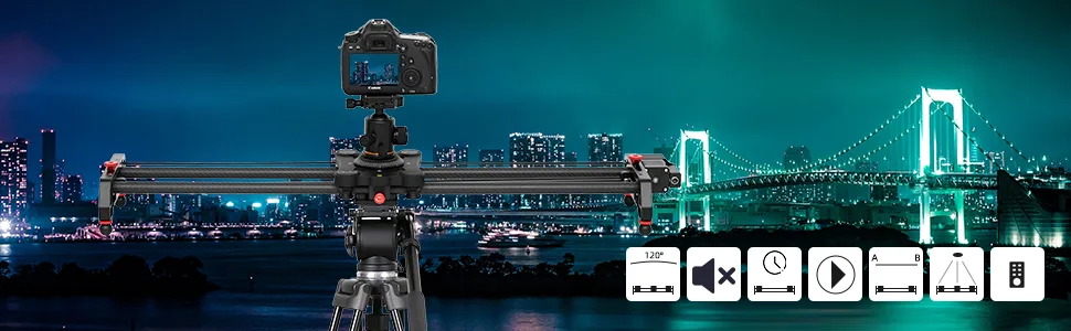 GVM Motorized Camera Slider, 48"/120CM Carbon Fiber Camera Slider with Time-Lapse Photography, Automatic Round Trip, Tracking Shooting and 120 Degree Panoramic Shooting, with Remote Controller GR-120QD - gvm slider