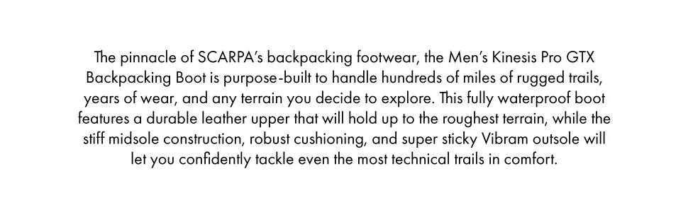 SCARPA Men's Kinesis Pro GTX Waterproof Gore-Tex Boots for Hiking and Backpacking 7.5-8 Ebony - copy