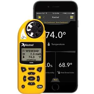 Kestrel 5500 Weather Meter with Link and Vane Mount, Tan Tan Bluetooth LiNK Enabled - LiNK options 5500
