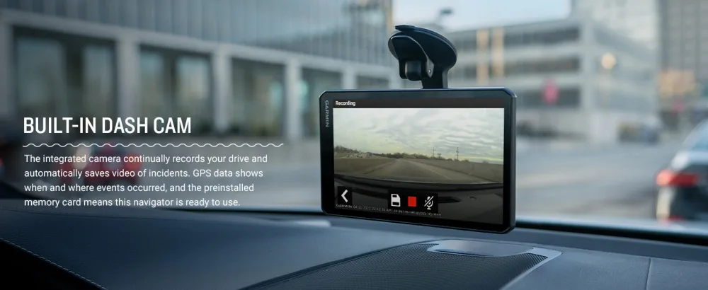 Garmin DriveCam 76, Large, Easy-to-Read 7 GPS car Navigator, Built-in Dash Cam, Automatic Incident Detection, High-Resolution Birdseye Satellite Imagery 7" with Camera Navigator - Garmin DriveCam 76
