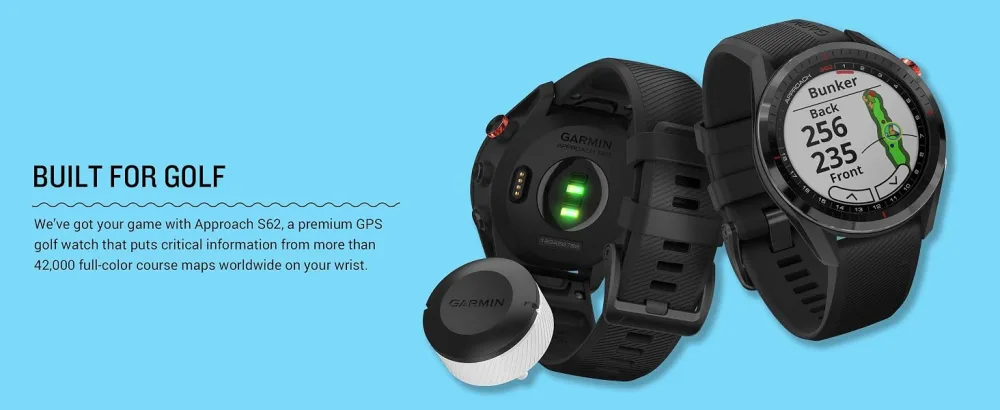 Garmin Approach S62, Premium Golf GPS Watch, Built-in Virtual Caddie Black Watch only - Garmin Approach S62
