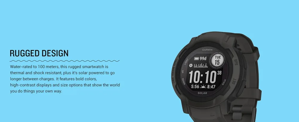 Garmin Instinct 2 Solar, GPS Outdoor Watch, Solar Charging Capabilities, Multi-GNSS Support, Tracbak Routing, Graphite Instinct 2 Solar (Graphite) 45 MM Instinct 2 Solar Watch - Garmin Instinct 2 Series
