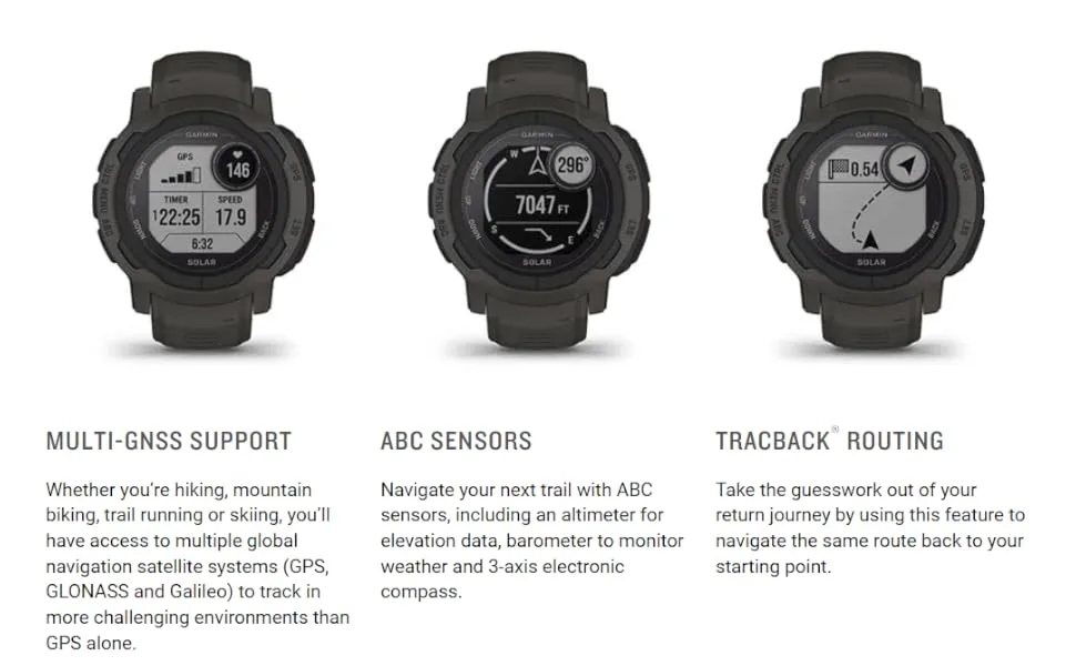 Wearable4U Garmin Instinct 2 Solar GPS Rugged Outdoor Smartwatch, Graphite with Multi-GNSS Support Black Earbuds Bundle Instinct 2 Solar Graphite+Black - abc sensors