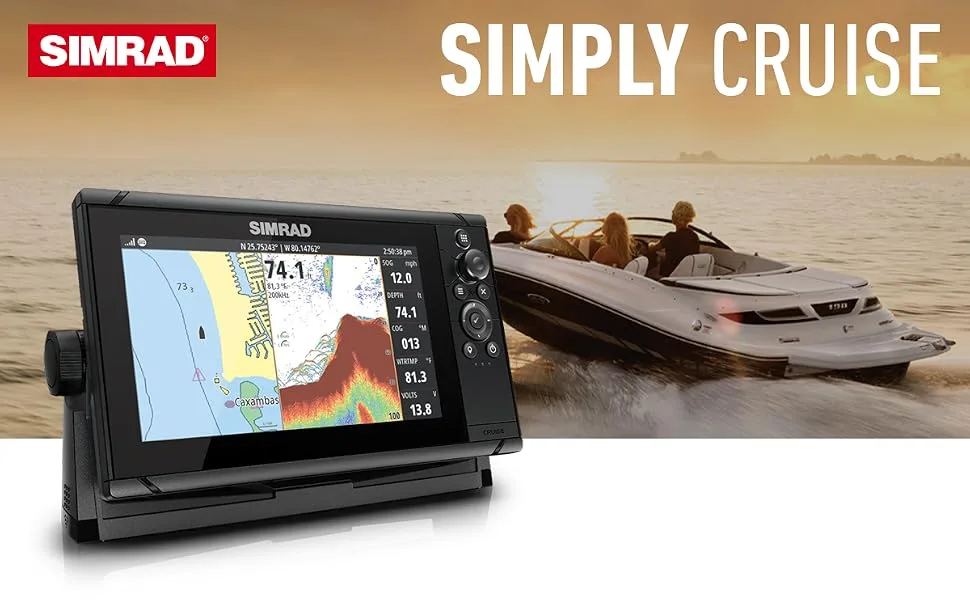 Simrad Cruise 7-7-inch GPS Chartplotter with 83/200 Transducer, Preloaded C-MAP US Coastal Maps - Simply Cruise - Simrad