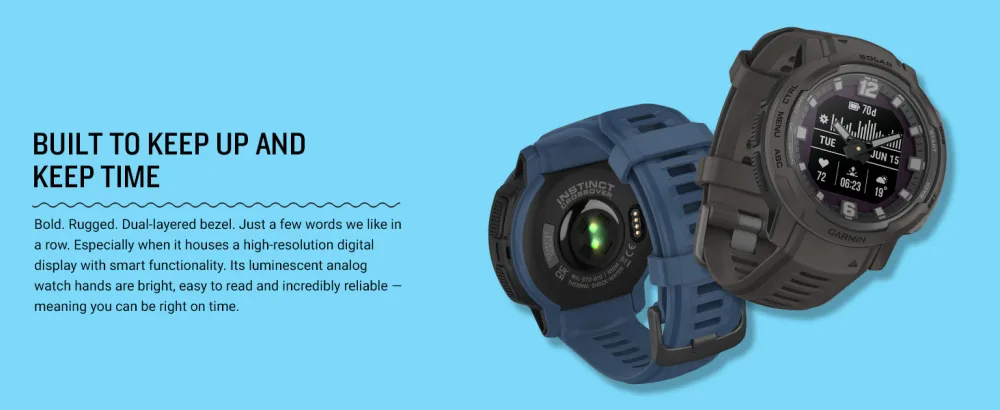Garmin Instinct Crossover Solar, Rugged Hybrid Smartwatch with Solar Charging Capabilities, Analog Hands and Digital Display, Graphite Graphite Solar - Garmin Instinct Crossover Series