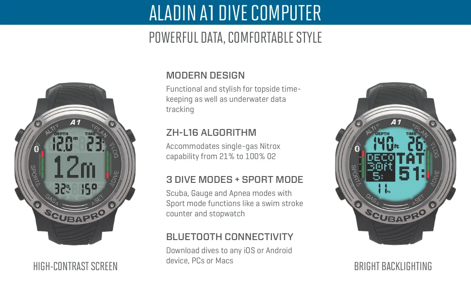 Scubapro Aladin A1 Dive Wrist Computer Watch - Aladin A1 Dive Computer