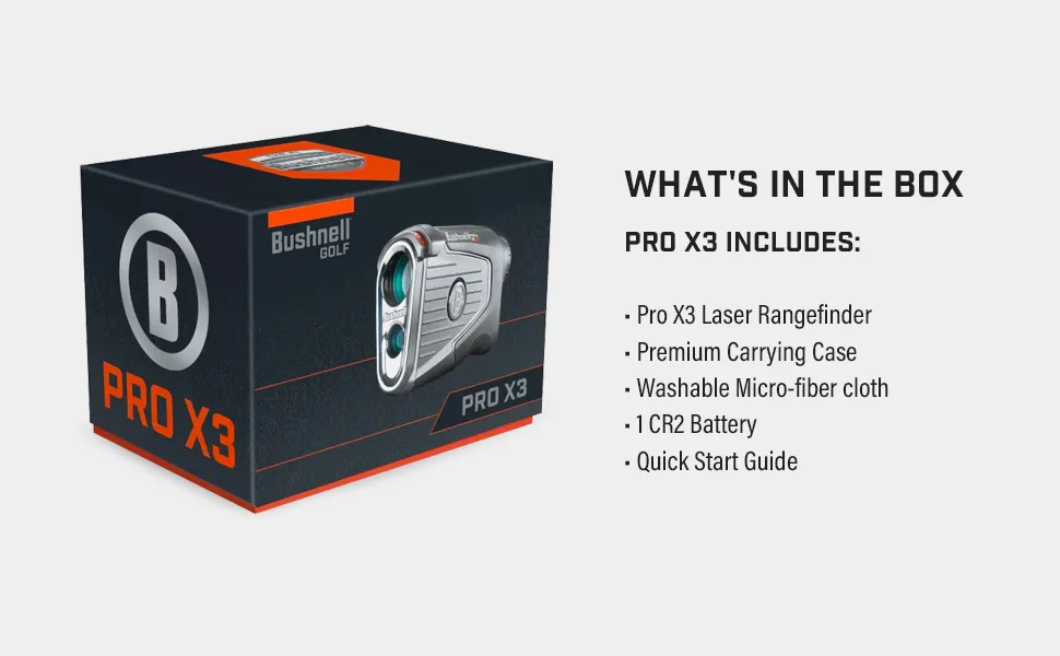 Bushnell Golf Pro X3 Golf Laser Rangefinder, Waterproof, Slope + Elements Compensation, Locking Slope Switch, Dual Display, Bite Magnet Mount - Bushnell Golf Pro X3