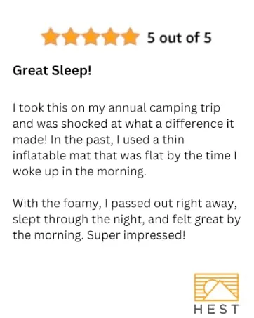 HEST Dually - Portable Camping Mattress, Enhanced Memory Foam, Double Mattress, Sleeps Two Dually Wide - 72" L X 60" W - camping trip