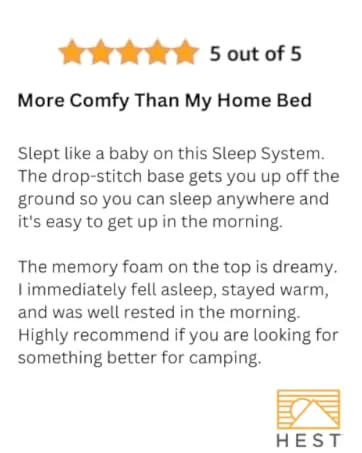 HEST Dually - Portable Camping Mattress, Enhanced Memory Foam, Double Mattress, Sleeps Two Dually Wide - 72" L X 60" W - comfy camp bed