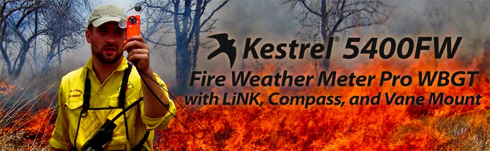 Kestrel 5400FW Fire Weather Meter Pro WBGT Meter with Link Compass, and Vane Mount - 0854FWLVCORA