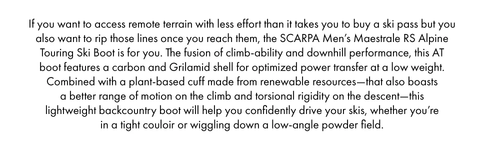 SCARPA Men's Maestrale RS Alpine Touring Ski Boots for Backcountry and Downhill Skiing White/Black/Azure 25.5 - MAESTRALE RS