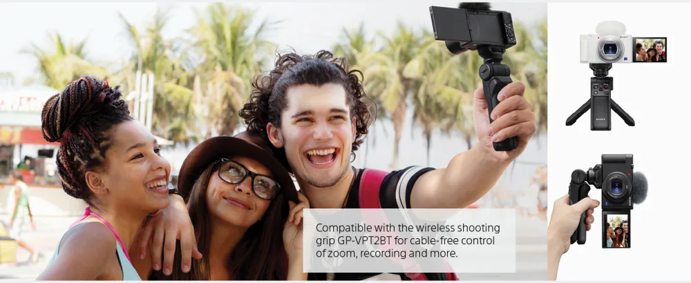 Sony ZV-1 Digital Camera for Content Creators, Vlogging and YouTube with Flip Screen, Built-in Microphone, 4K HDR Video, Touchscreen Display, Live Video Streaming, Webcam, Compact Camera only White - Compatible with the wireless shooting grip GP-VPT2BT for cable-free control of zoom, recording.