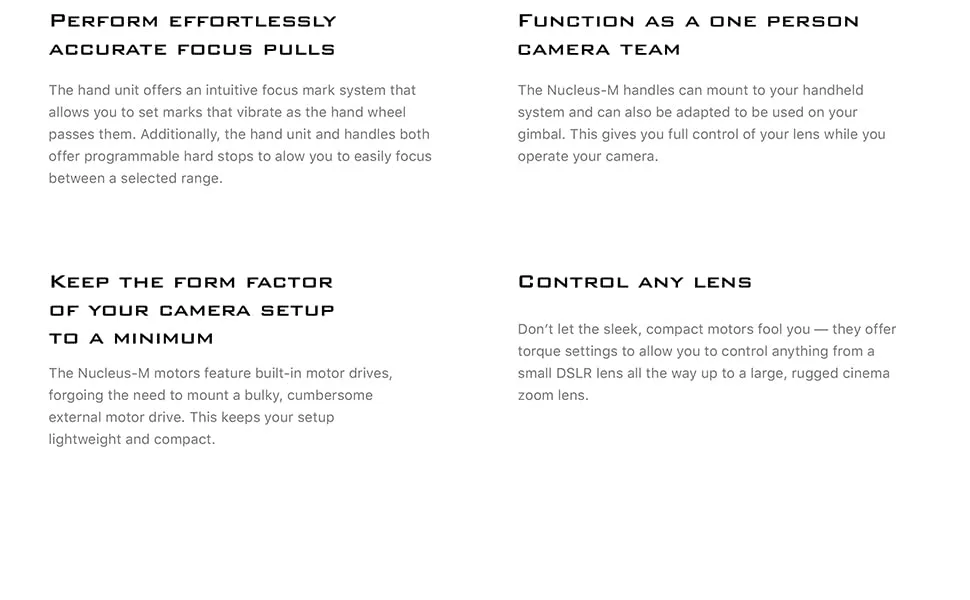 Tilta Nucleus-M: Wireless Lens Control System, Partial Kit IV | Follow Focus | WLC-T03-K4 - Details