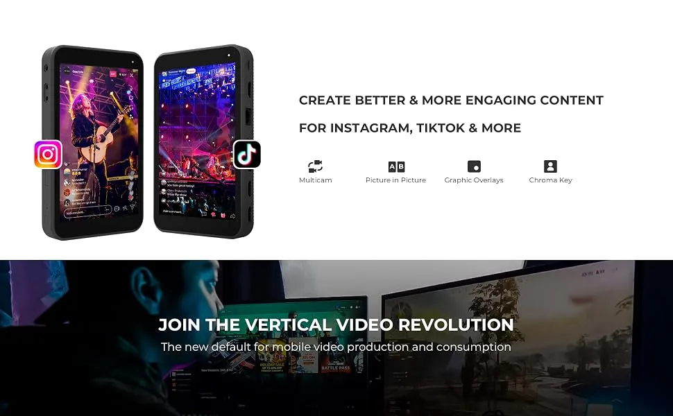 YoloLiv Instream, The Ultimate All-in-one Vertical Live Video Streaming Equipment Encoder, Switcher, Recorder, Monitor for Instagram, Tiktok - product information 2