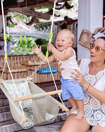 Baby Canvas Hanging Swing Seat Toddler Secure Indoor & Outdoor Hammock Toy Grey Dark Grey - product information 3