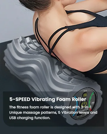 FITINDEX Electric Foam Roller 4 - Speed Vibrating Yoga Massage Muscle Roller, Deep Trigger Point Sports Massage, High-Intensity Massager Roller with Rechargeable Function - Black - product information 7